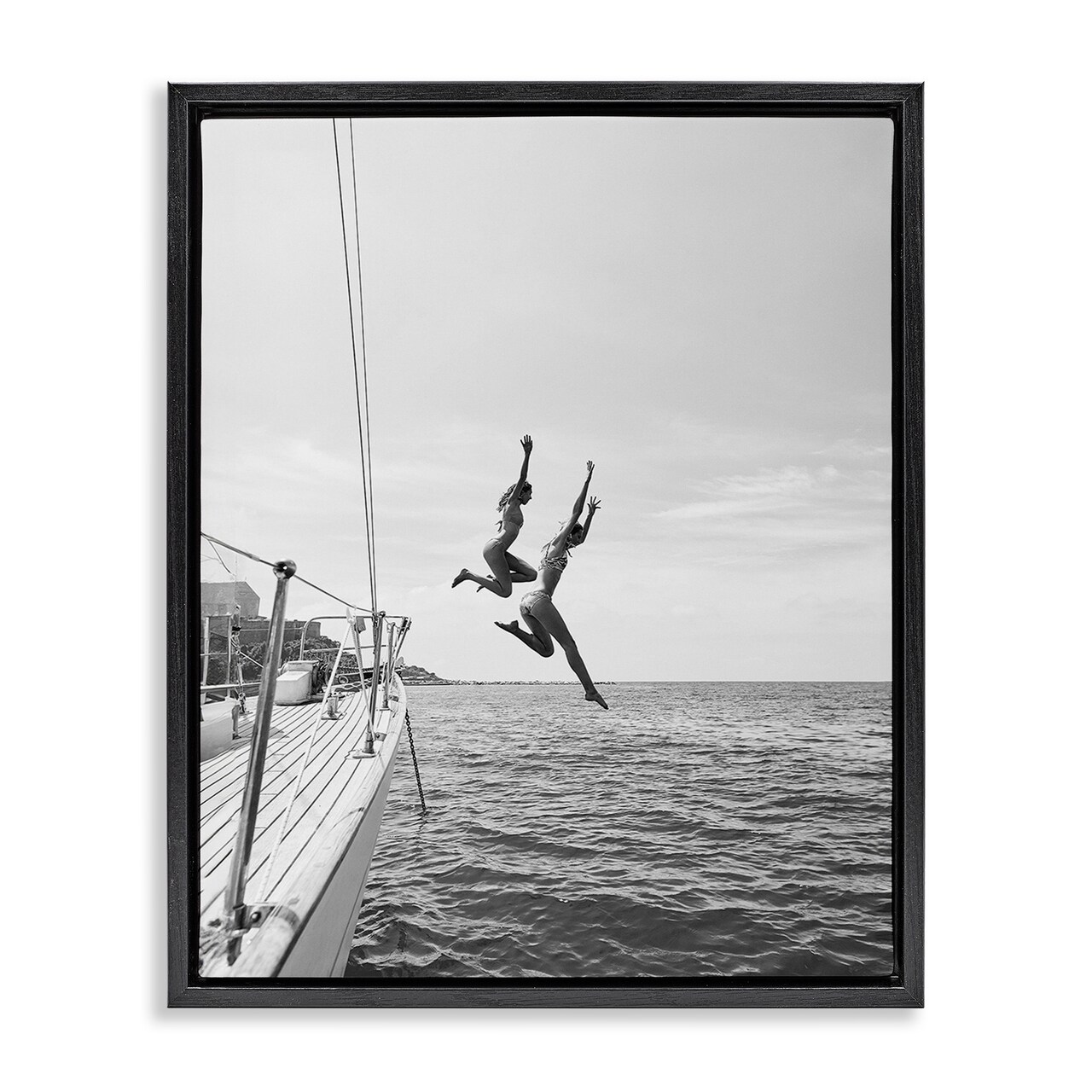 Stupell Industries People Diving from Boat Floating Frame Design By Sisi and Seb